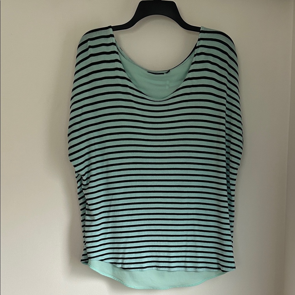 Apt. 9 Aqua and Black Striped Blouse
